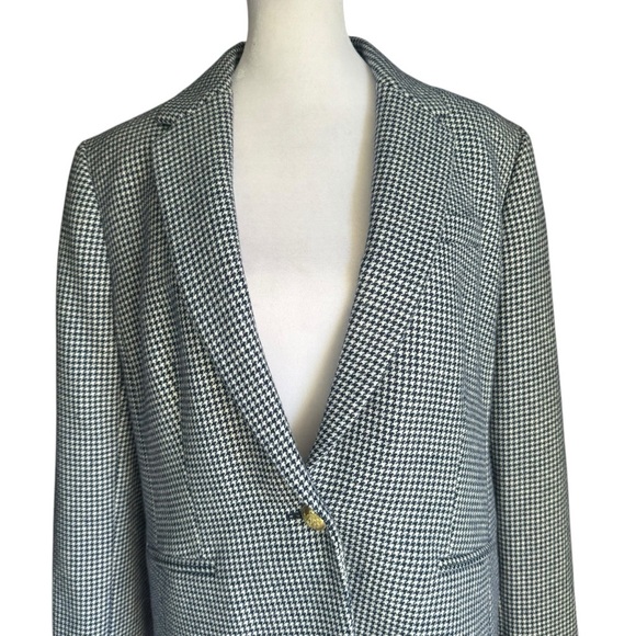J. Crew - The Campbell Blue Houndstooth Wool Blend Blazer Sz 14 - Picture 5 of 11